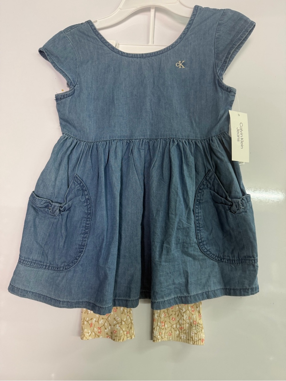 Calvin Klein Kids Blue Denim Dress with Pockets Two piece Set